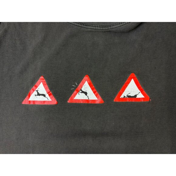 L Vintage Deer Caution Sarcastic T - Picture 4 of 5